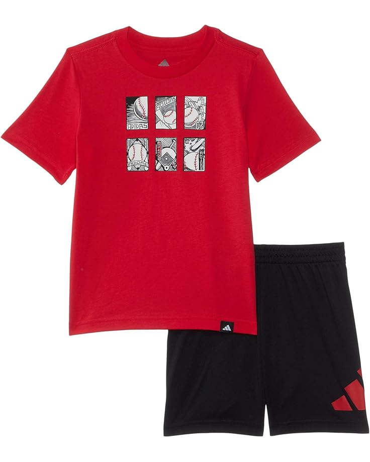 6pm adidas Kids Cotton Tee & Logo Shorts Set (Toddler/Little Kid)