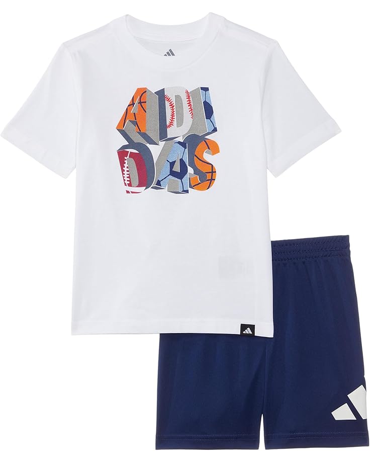 6pm adidas Kids Cotton Tee & Logo Shorts Set (Toddler/Little Kid)