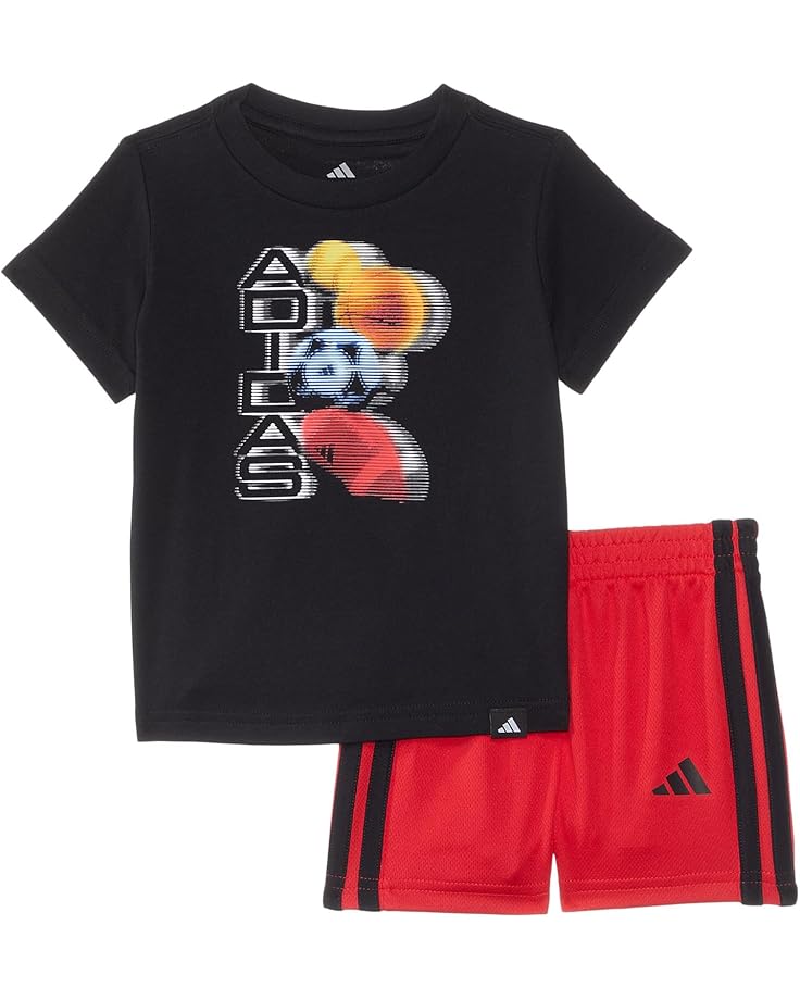 6pm adidas Kids Graphic Cotton Tee & 3S Shorts Set (Toddler/Little Kid)