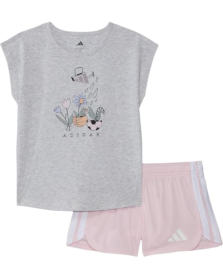 6pm adidas Kids Heather Graphic Tee & Mesh Short Set (Toddler/Little Kid)