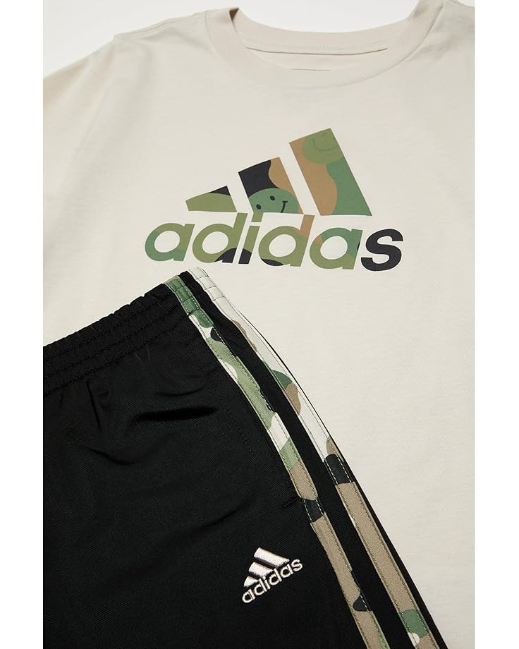 6pm Adidas Kids Long Sleeve Cotton Tee Tricot Jogger Set (Toddler/Little Kid)