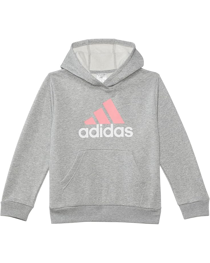adidas Kids Long Sleeve Essential Hooded Graphic Heather Pullover(Big Kid)