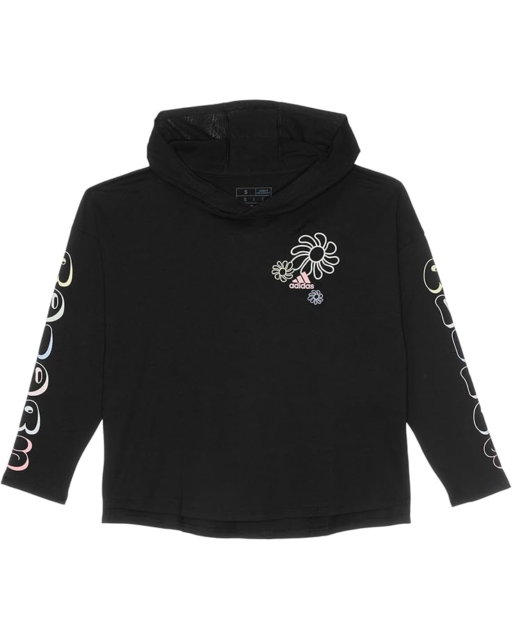 adidas Kids Long Sleeve Hooded Graphic Tee(Big Kid)