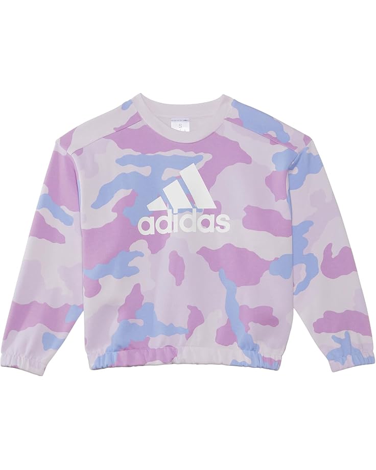 6pm adidas Kids Long Sleeve Printed Crew Neck Pullover Preloved(Big Kid)