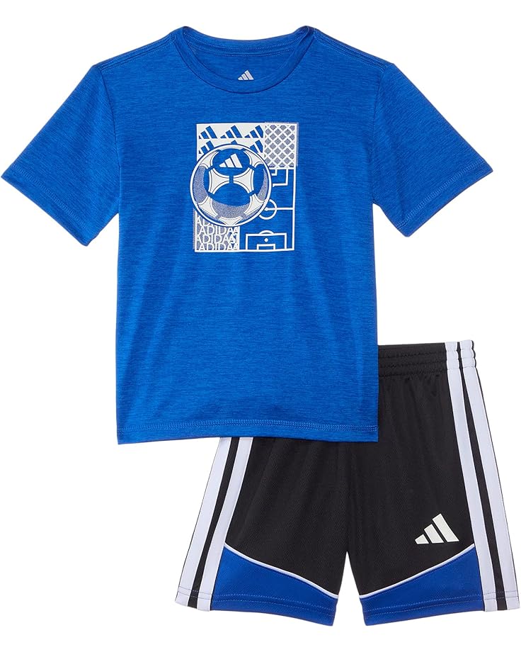 6pm adidas Kids Melange Tee & Colorblock 3S Shorts Set (Toddler/Little Kid)