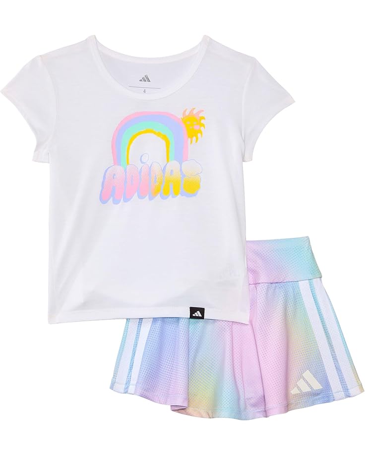 6pm adidas Kids Pleated Tee & Aop Flounce Skort Set(Infant)