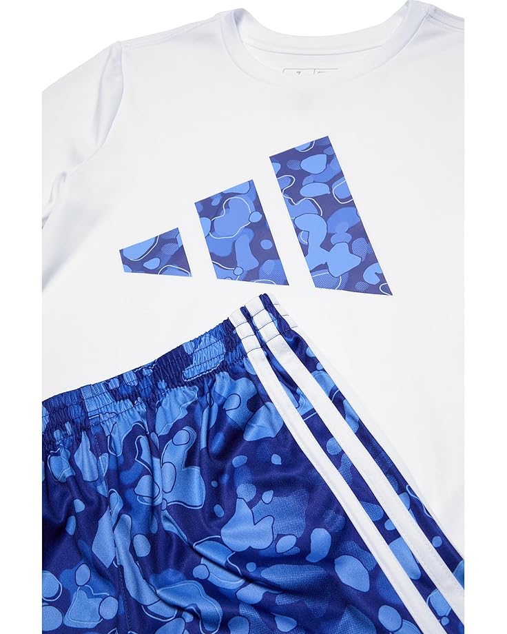 6pm Adidas Kids Poly C Tee Aop 3S Short Set(Toddler/Little Kid)