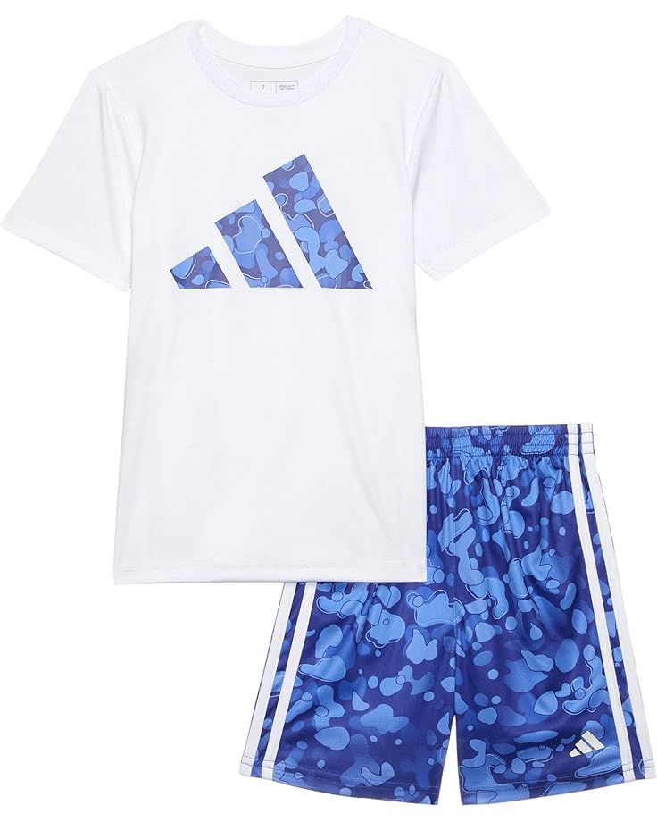 6pm adidas Kids Poly C Tee Aop 3S Short Set(Toddler/Little Kid)