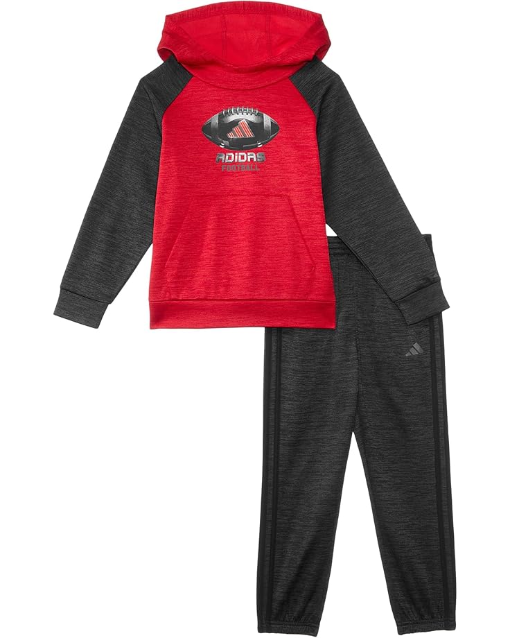 6pm adidas Kids Poly Melange Fleece Hooded Pullover Set (Toddler/Little Kid)