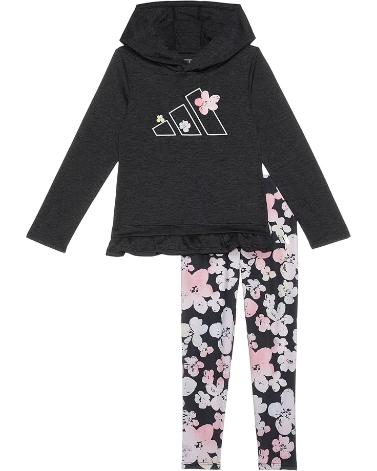 adidas Kids Ruffle Melange Top Aop Legging Set (Toddler/Little Kid)