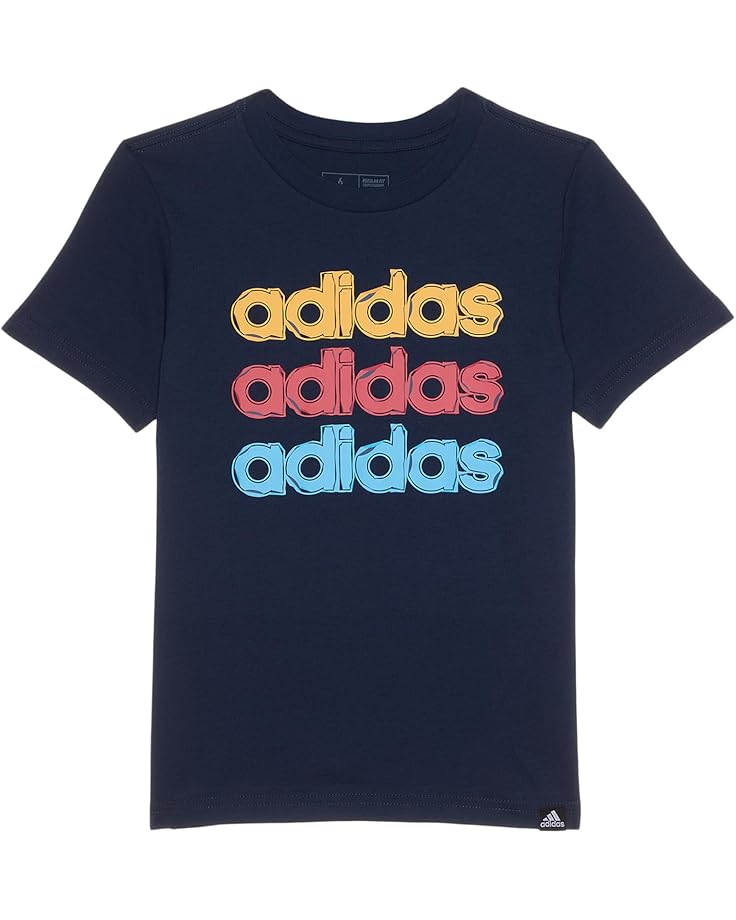 6pm adidas Kids SS Linear Stack Tee(Toddler/Little Kid/Big Kid)