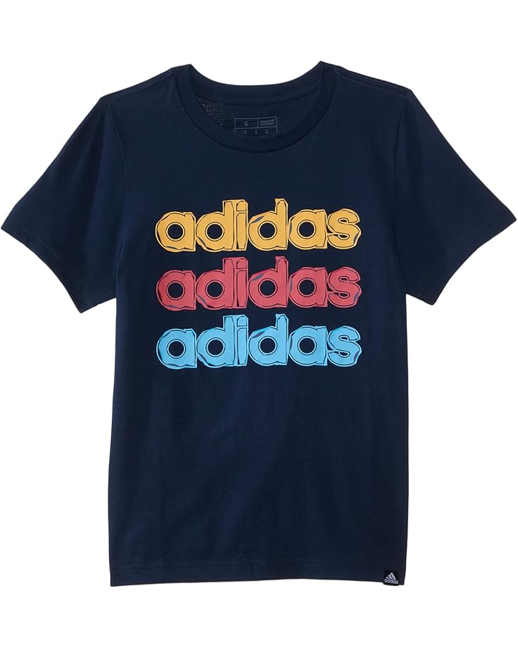 6pm adidas Kids SS Linear Stack Tee(Toddler/Little Kid/Big Kid)