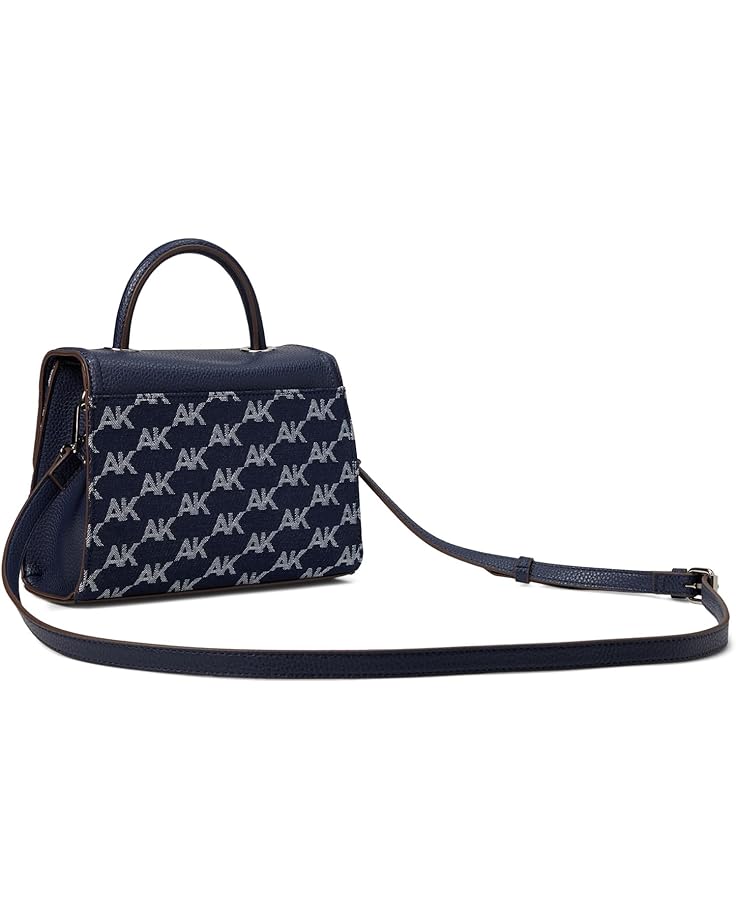 Anne Klein AK Embroidered Top-Handle Satchel W/ Chunky AK Chain