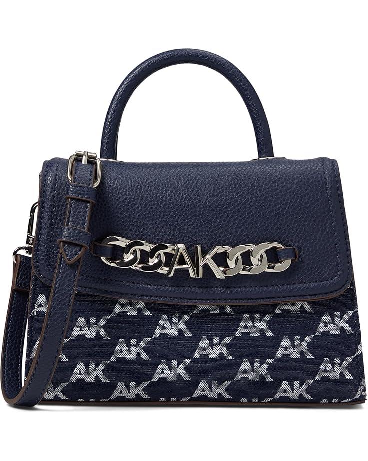 Anne Klein AK Embroidered Top-Handle Satchel w/ Chunky AK Chain