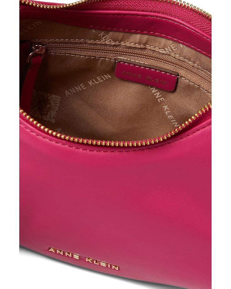Anne Klein Convertible Crescent Shoulder Bag W/ Braided Trim