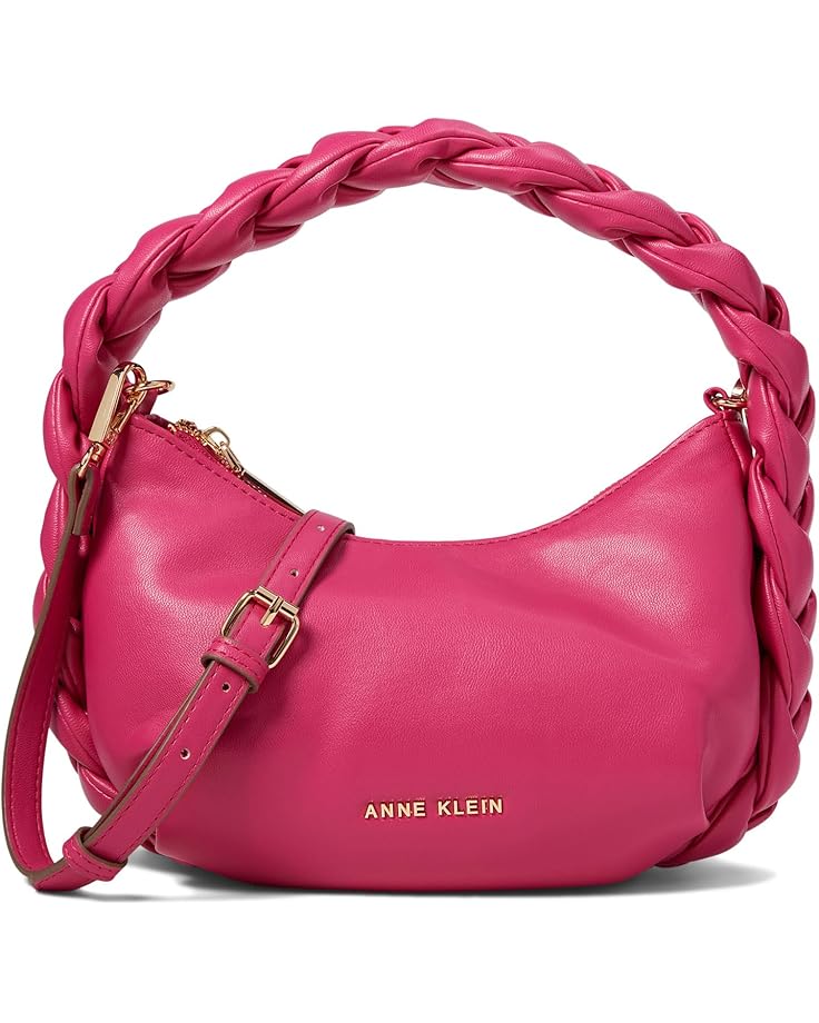 Anne Klein Convertible Crescent Shoulder Bag w/ Braided Trim