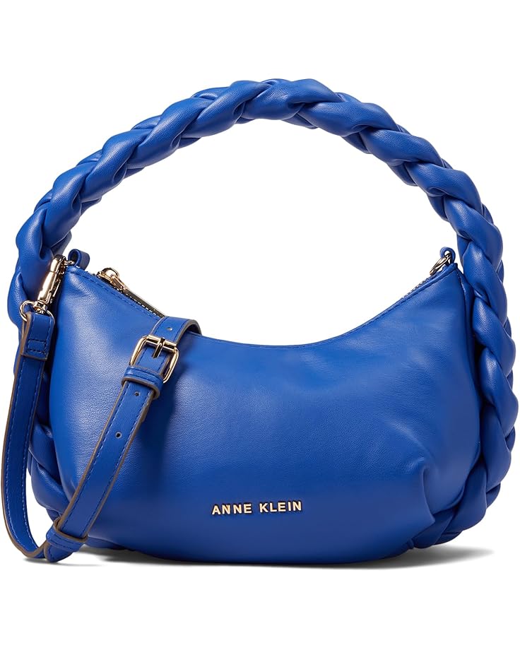 Anne Klein Convertible Crescent Shoulder Bag w/ Braided Trim
