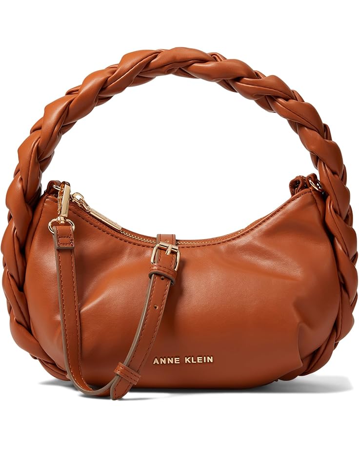 Anne Klein Convertible Crescent Shoulder Bag w/ Braided Trim