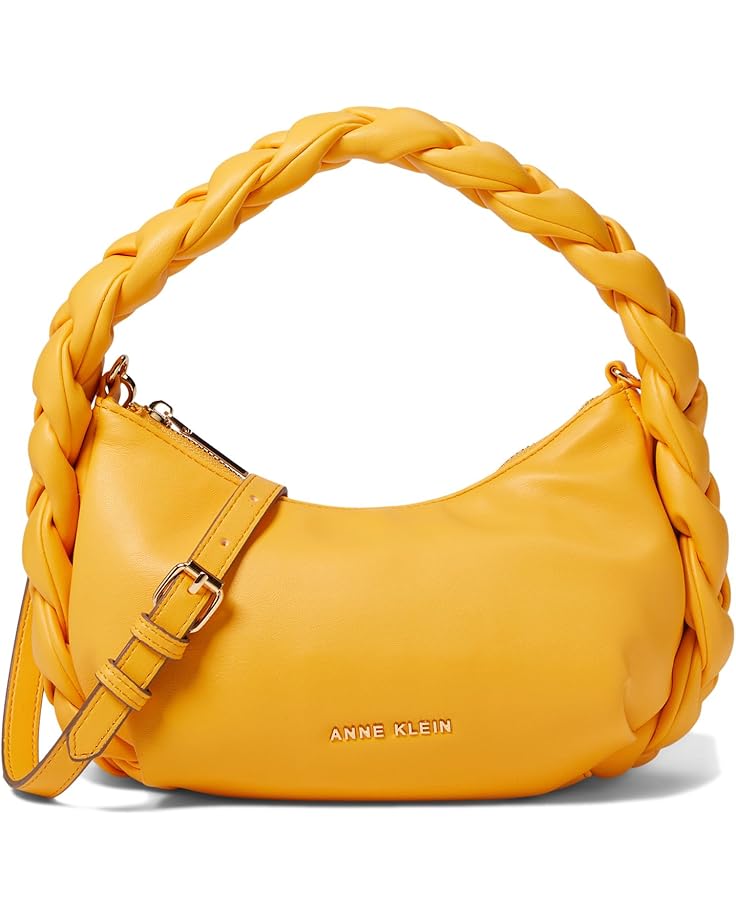 Anne Klein Convertible Crescent Shoulder Bag w/ Braided Trim