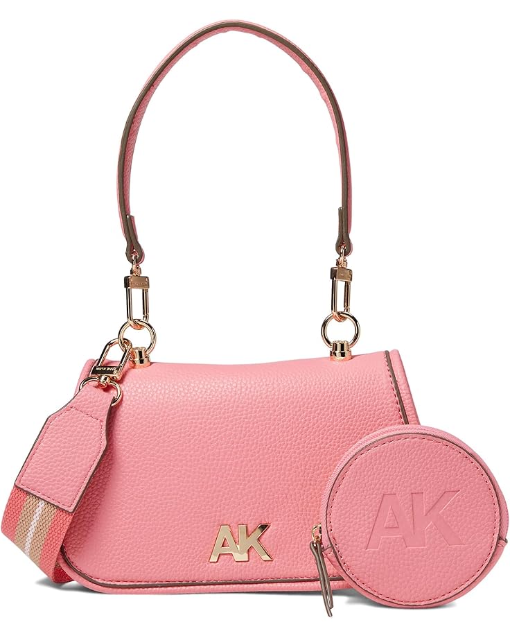 Anne Klein Convertible Flap Shoulder Bag w/ Web Strap & Coin Purse