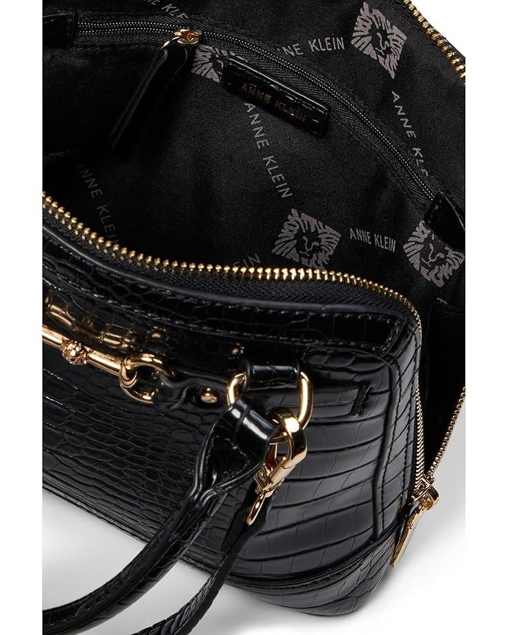 Anne Klein Mini Horsebit Top-Handle Satchel In Croco