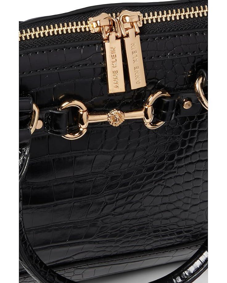 Anne Klein Mini Horsebit Top-Handle Satchel In Croco