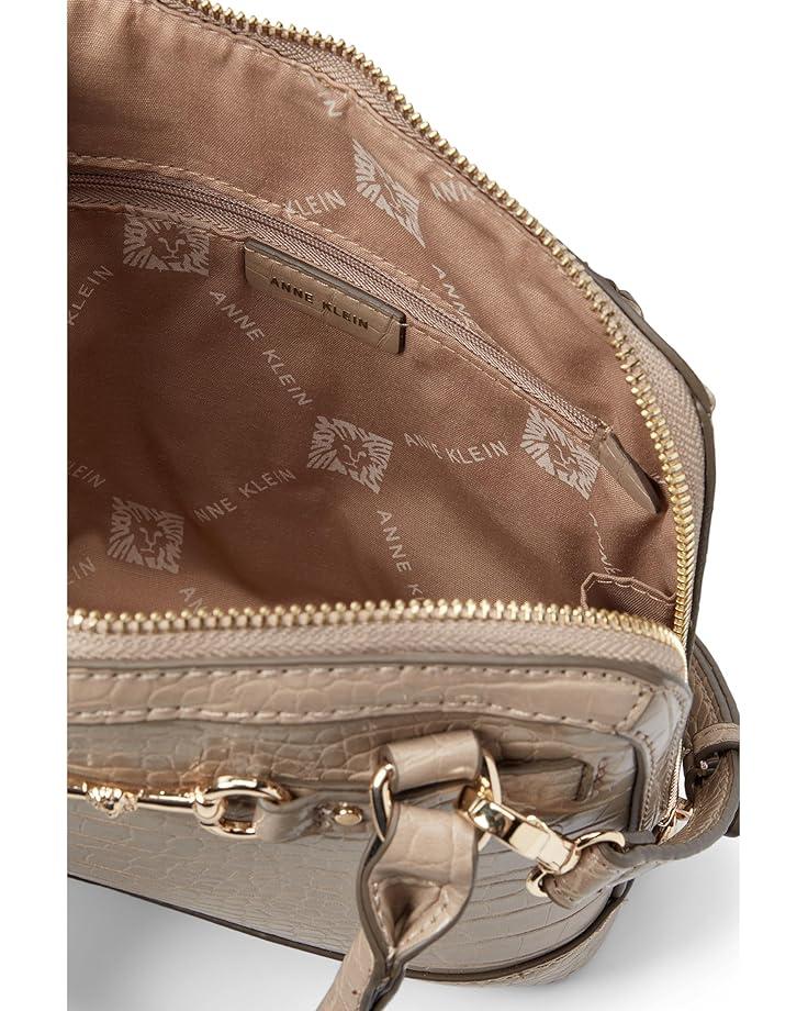 Anne Klein Mini Horsebit Top-Handle Satchel In Croco