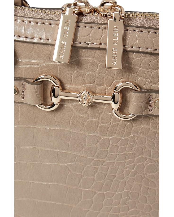 Anne Klein Mini Horsebit Top-Handle Satchel In Croco