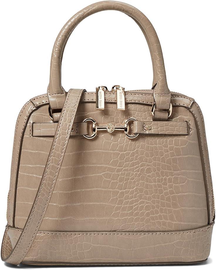 Anne Klein Mini Horsebit Top-Handle Satchel In Croco