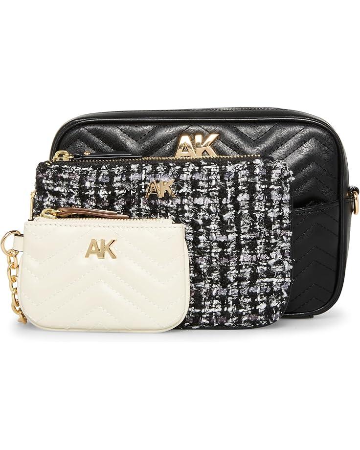 6pm Anne Klein Mixed Media Camera Crossbody With Two Detachable Pouches