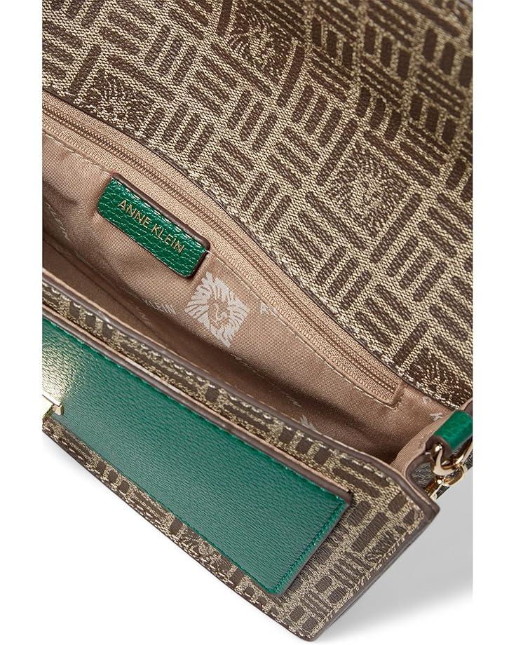 Anne Klein Tile Lion Logo East/West Flap Shoulder Bag