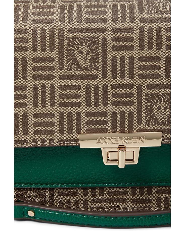 Anne Klein Tile Lion Logo East/West Flap Shoulder Bag