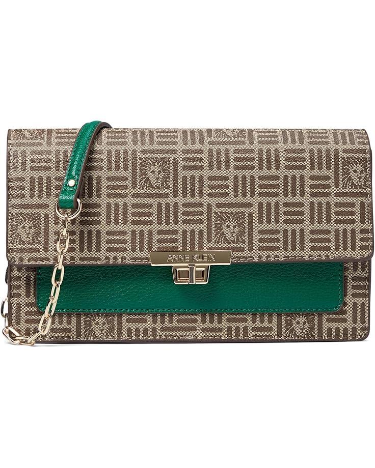 Anne Klein Tile Lion Logo East/West Flap Shoulder Bag