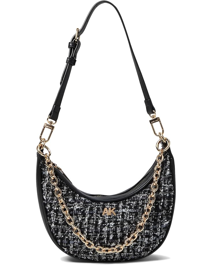 6pm Anne Klein Tweed Cresent Shoulder Bag with Swag Chain
