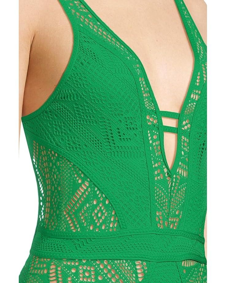 BECCA Color Play Crochet Plunge One Piece Women's