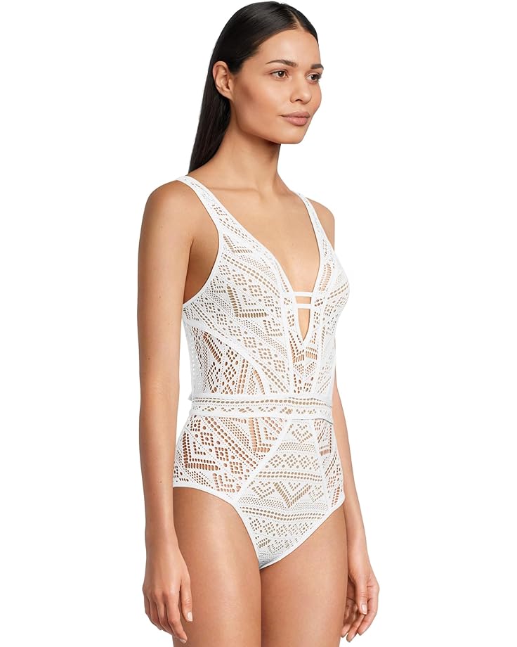 BECCA Color Play Crochet Plunge One Piece Women's