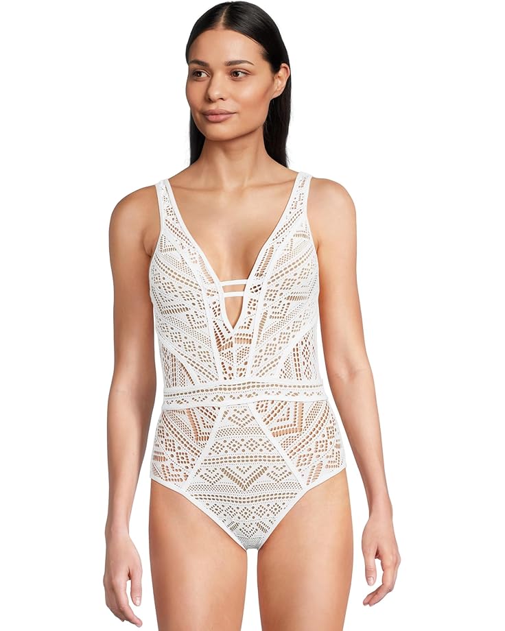 BECCA Color Play Crochet Plunge One Piece Women's
