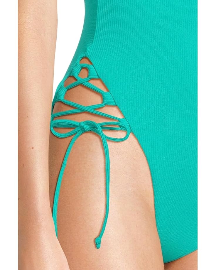 BECCA Modern Edge Rib Sophie Lace Up One Piece Women's
