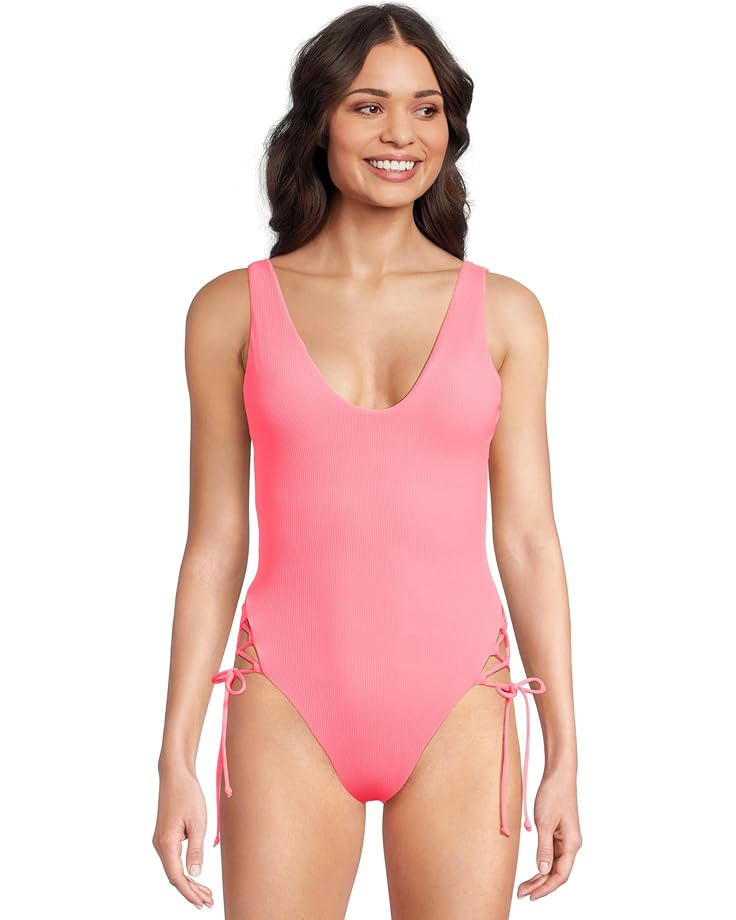BECCA Modern Edge Rib Sophie Lace Up One Piece Women's