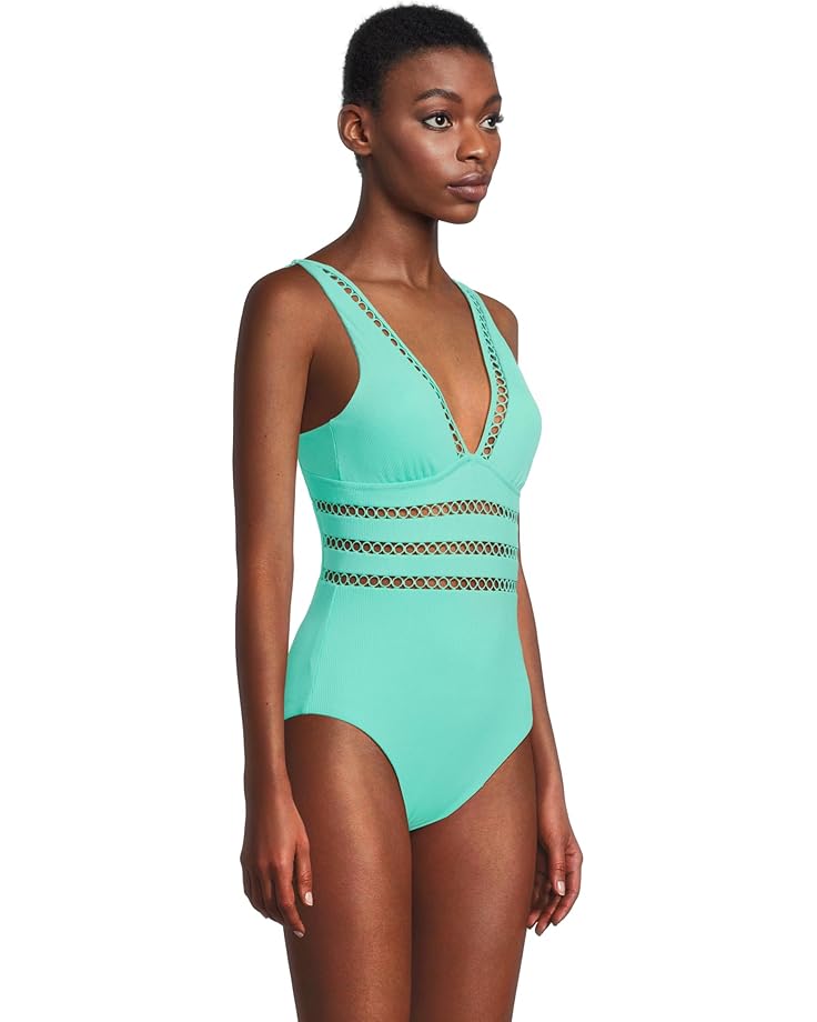 BECCA Modern Edge Rib Toni Plunge One Piece Women's