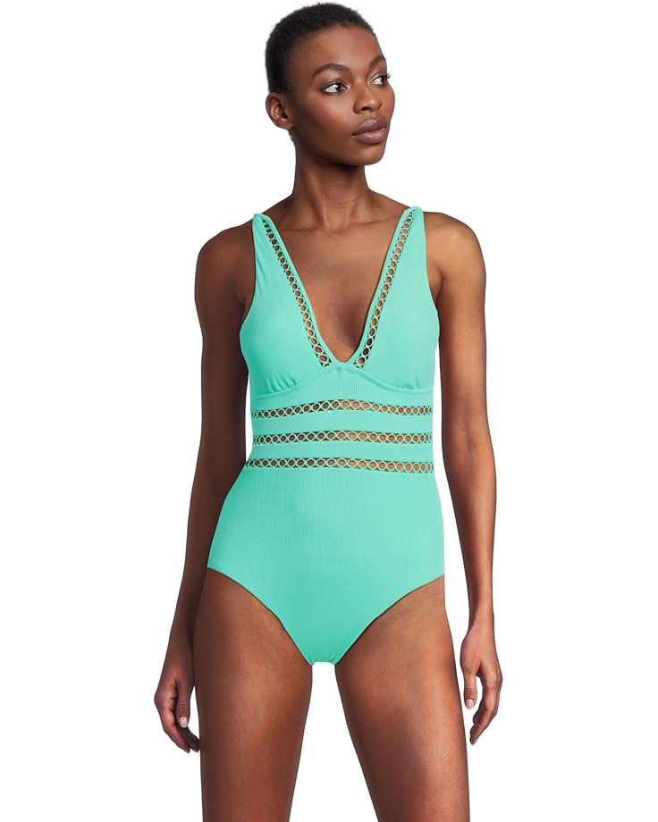 BECCA Modern Edge Rib Toni Plunge One Piece Women's
