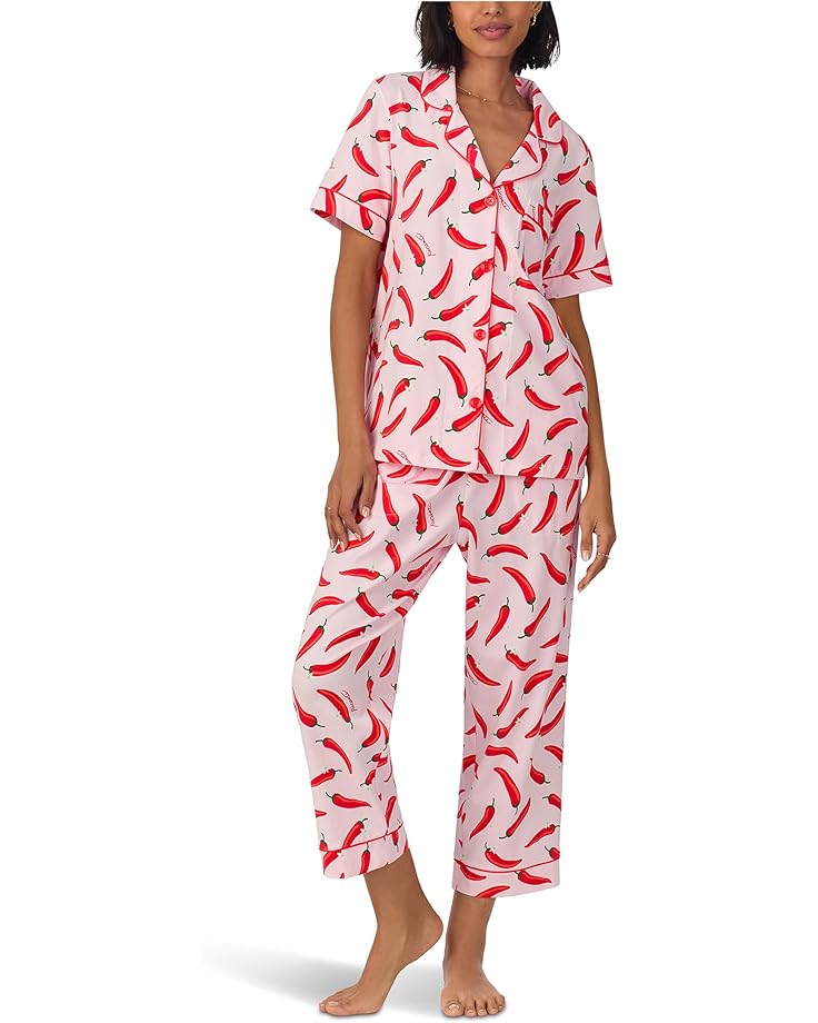 6pm Bedhead PJs Cotton Knit Short Sleeve Cropped PJ Set Women's
