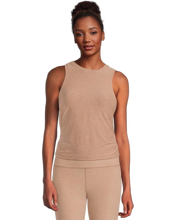 Beyond Yoga Featherweight Your Fit Shirred Tank Women's Desert Sand Heather
