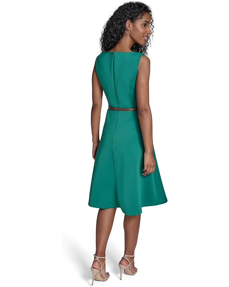 6pm Calvin Klein Belted Scuba Fit And Flare Women's