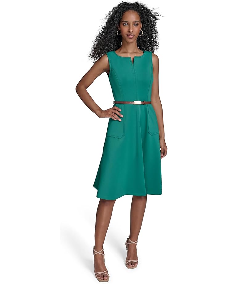 6pm Calvin Klein Belted Scuba Fit And Flare Women's