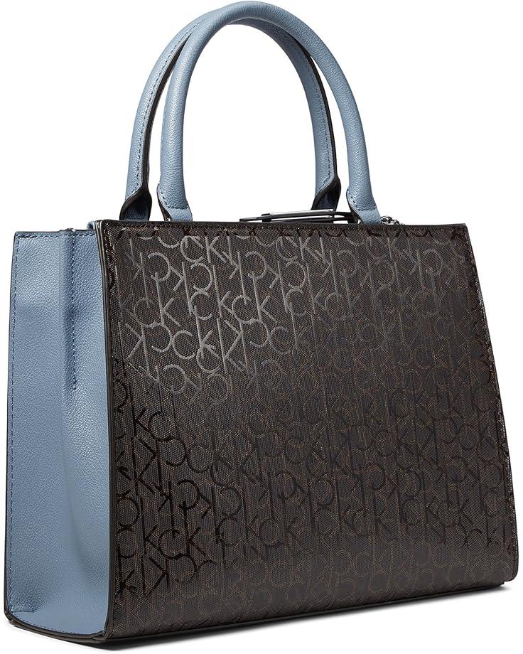 6pm Calvin Klein Edie Triple Compartment Text Emboss Satchel