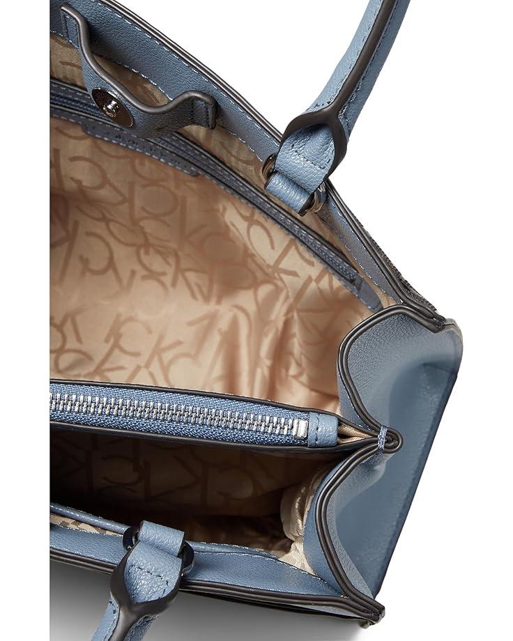 6pm Calvin Klein Edie Triple Compartment Text Emboss Satchel