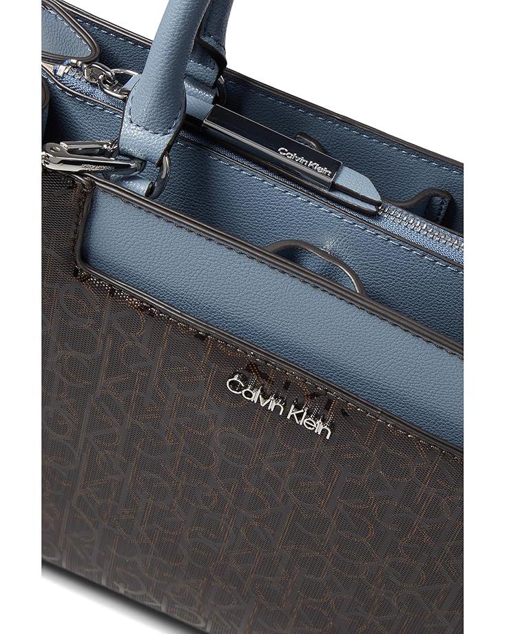 6pm Calvin Klein Edie Triple Compartment Text Emboss Satchel