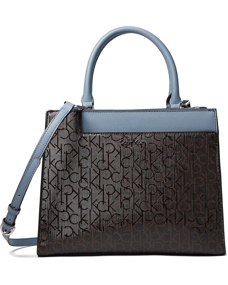 6pm Calvin Klein Edie Triple Compartment Text Emboss Satchel
