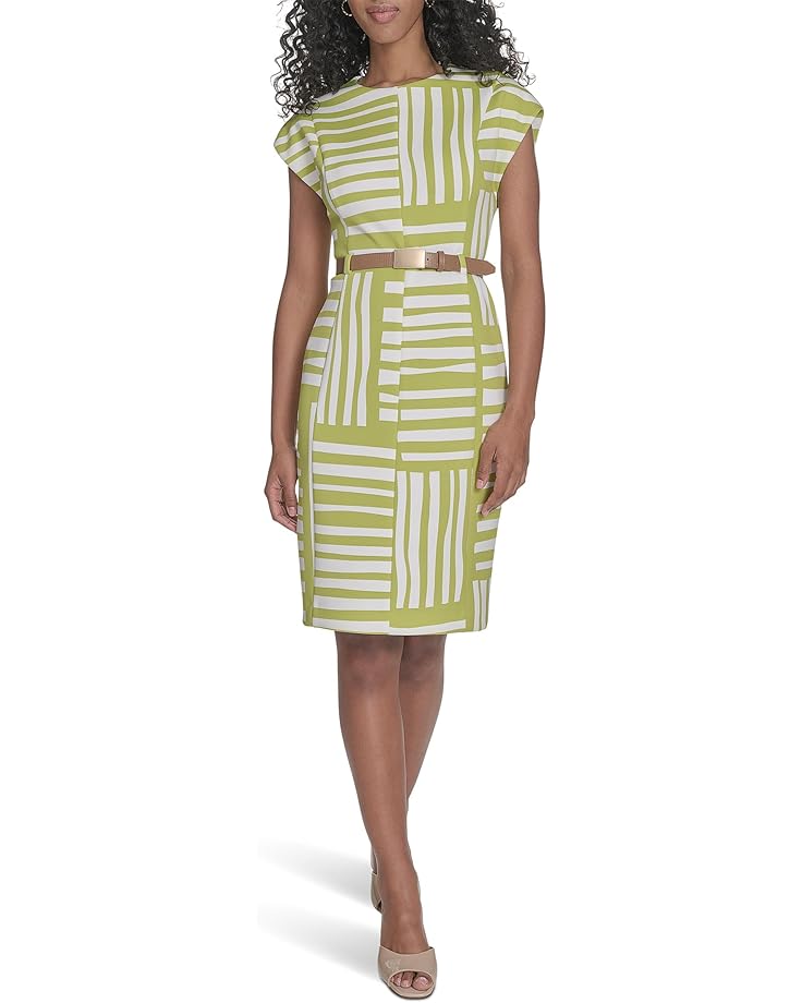 6pm Calvin Klein Geo Print With Belt Sheath Women's